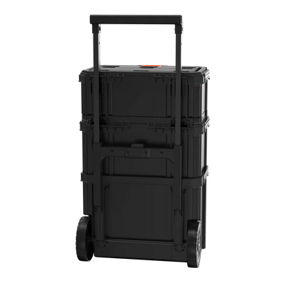 Stackable Storage System - 3 Piece Set (Small, Deep Toolbox, and Rolling Tote)
