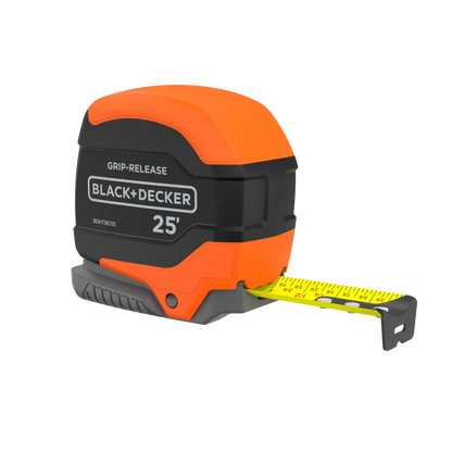 Tape Measure, Grip Release, Autolock & Self Lock, 25-Foot