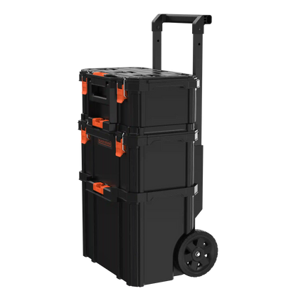 Stackable Storage System - 3 Piece Set (Small, Deep Toolbox, and Rolling Tote)