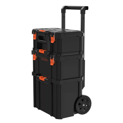 Stackable Storage System - 3 Piece Set (Small, Deep Toolbox, and Rolling Tote)