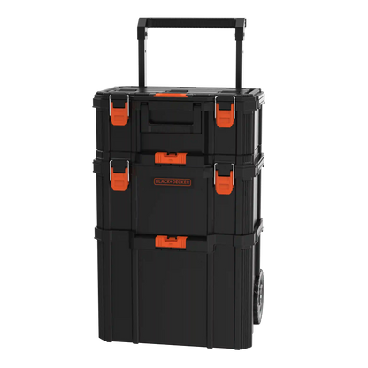 Stackable Storage System - 3 Piece Set (Small, Deep Toolbox, and Rolling Tote)