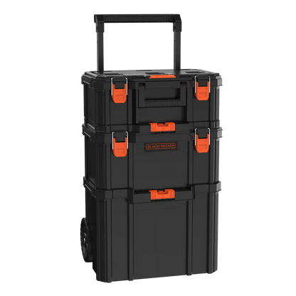 Stackable Storage System - 3 Piece Set (Small, Deep Toolbox, and Rolling Tote)