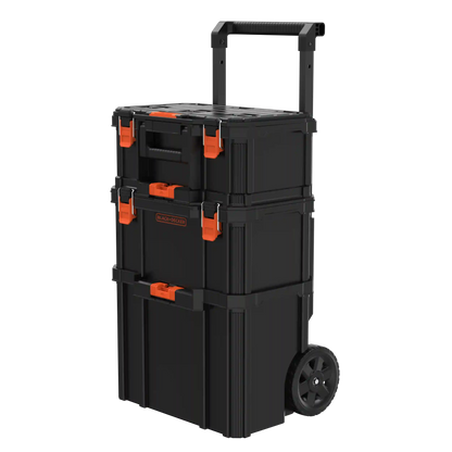 Stackable Storage System - 3 Piece Set (Small, Deep Toolbox, and Rolling Tote)