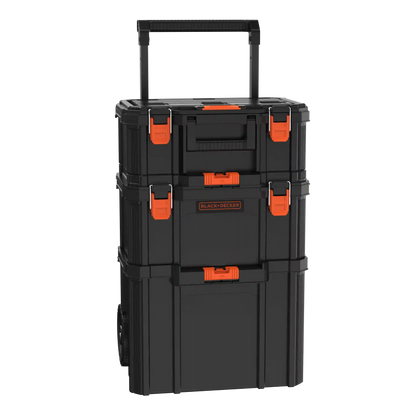 Stackable Storage System - 3 Piece Set (Small, Deep Toolbox, and Rolling Tote)