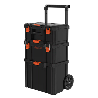 Stackable Storage System - 3 Piece Set (Small, Deep Toolbox, and Rolling Tote)
