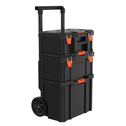 Stackable Storage System - 3 Piece Set (Small, Deep Toolbox, and Rolling Tote)