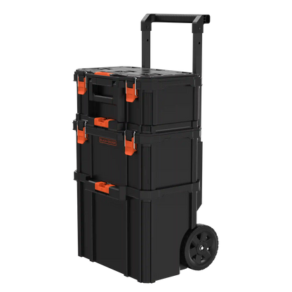 Stackable Storage System - 3 Piece Set (Small, Deep Toolbox, and Rolling Tote)