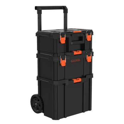 Stackable Storage System - 3 Piece Set (Small, Deep Toolbox, and Rolling Tote)