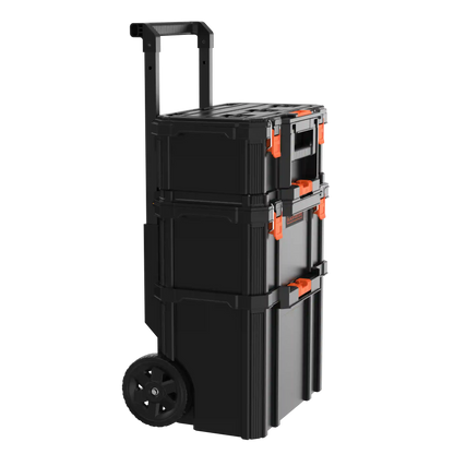 Stackable Storage System - 3 Piece Set (Small, Deep Toolbox, and Rolling Tote)
