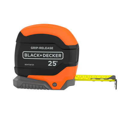 Tape Measure, Grip Release, Autolock & Self Lock, 25-Foot