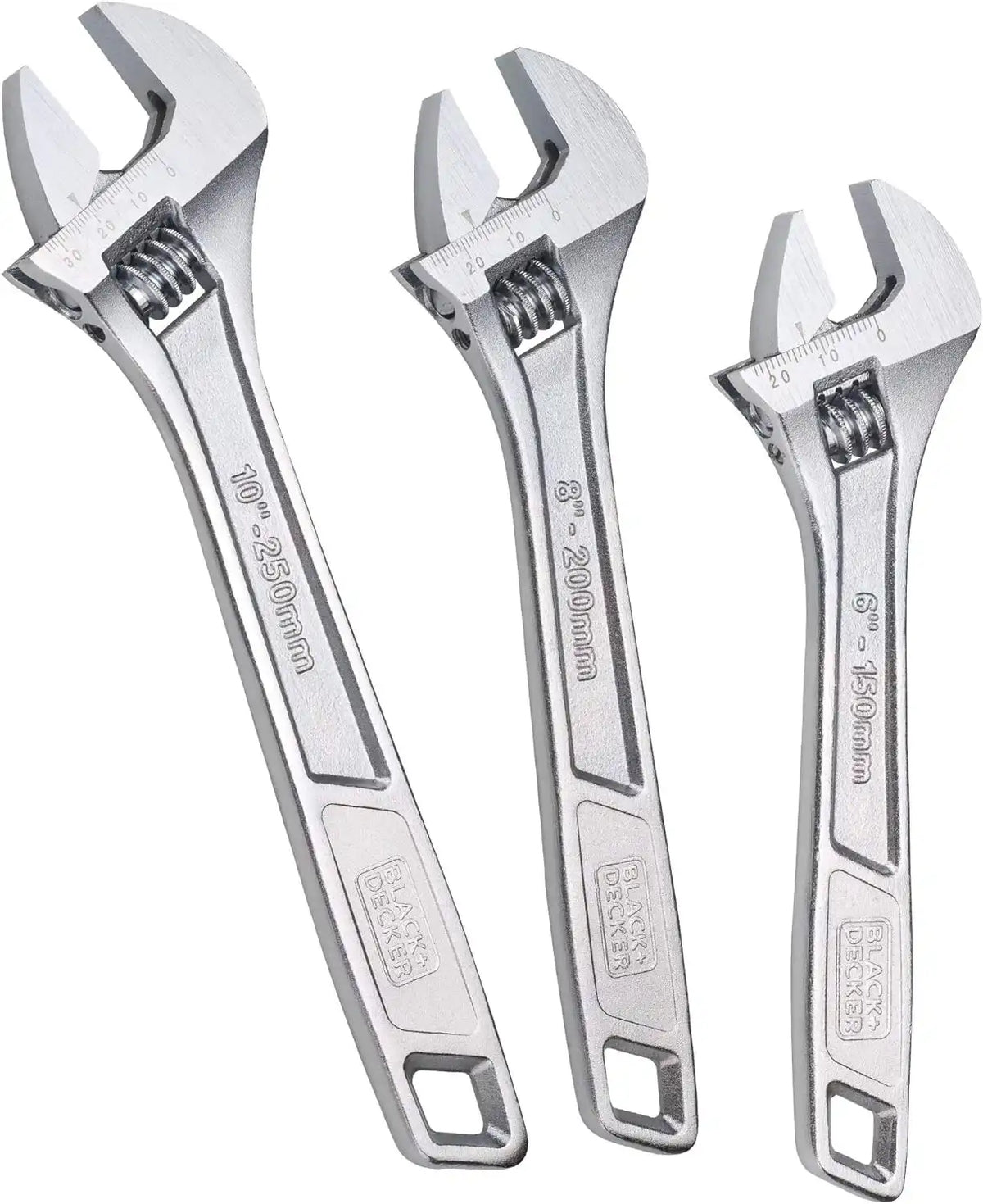 Adjustable Wrench Set,  6 in., 8 in., and 1 in., Wide + Tapered Jaws