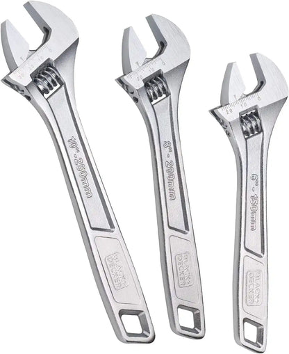 Adjustable Wrench Set,  6 in., 8 in., and 1 in., Wide + Tapered Jaws