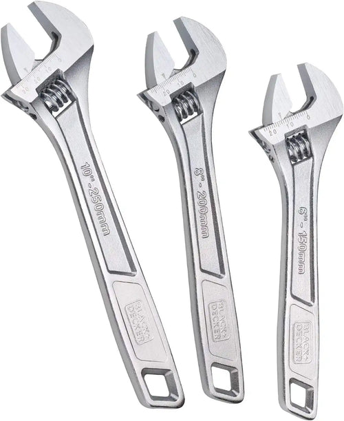 Adjustable Wrench Set,  6 in., 8 in., and 1 in., Wide + Tapered Jaws